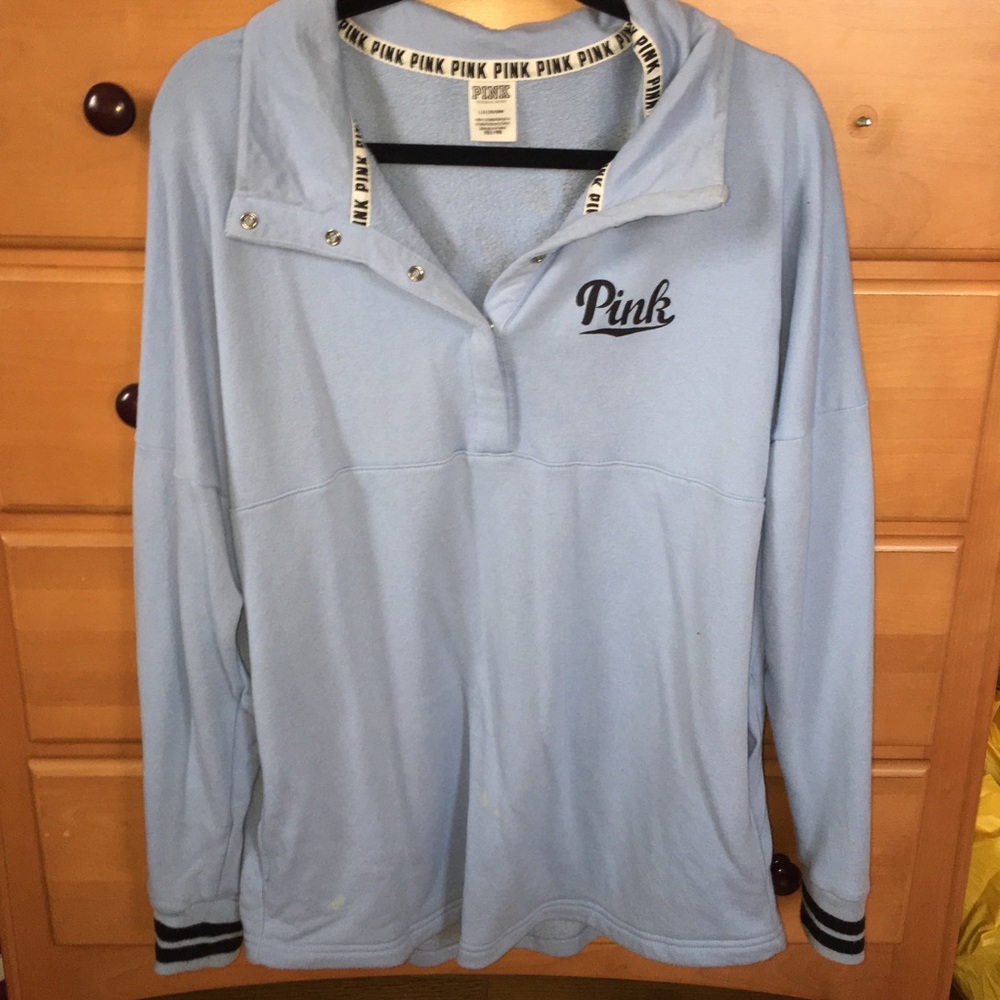 Light Blue PINK Quarter Button Up